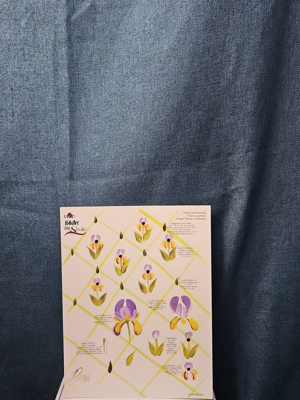 Set of 3 FolkArt One Stroke Painting Worksheet Packs | Flowers #4219 | Reusable - Picture 6 of 16
